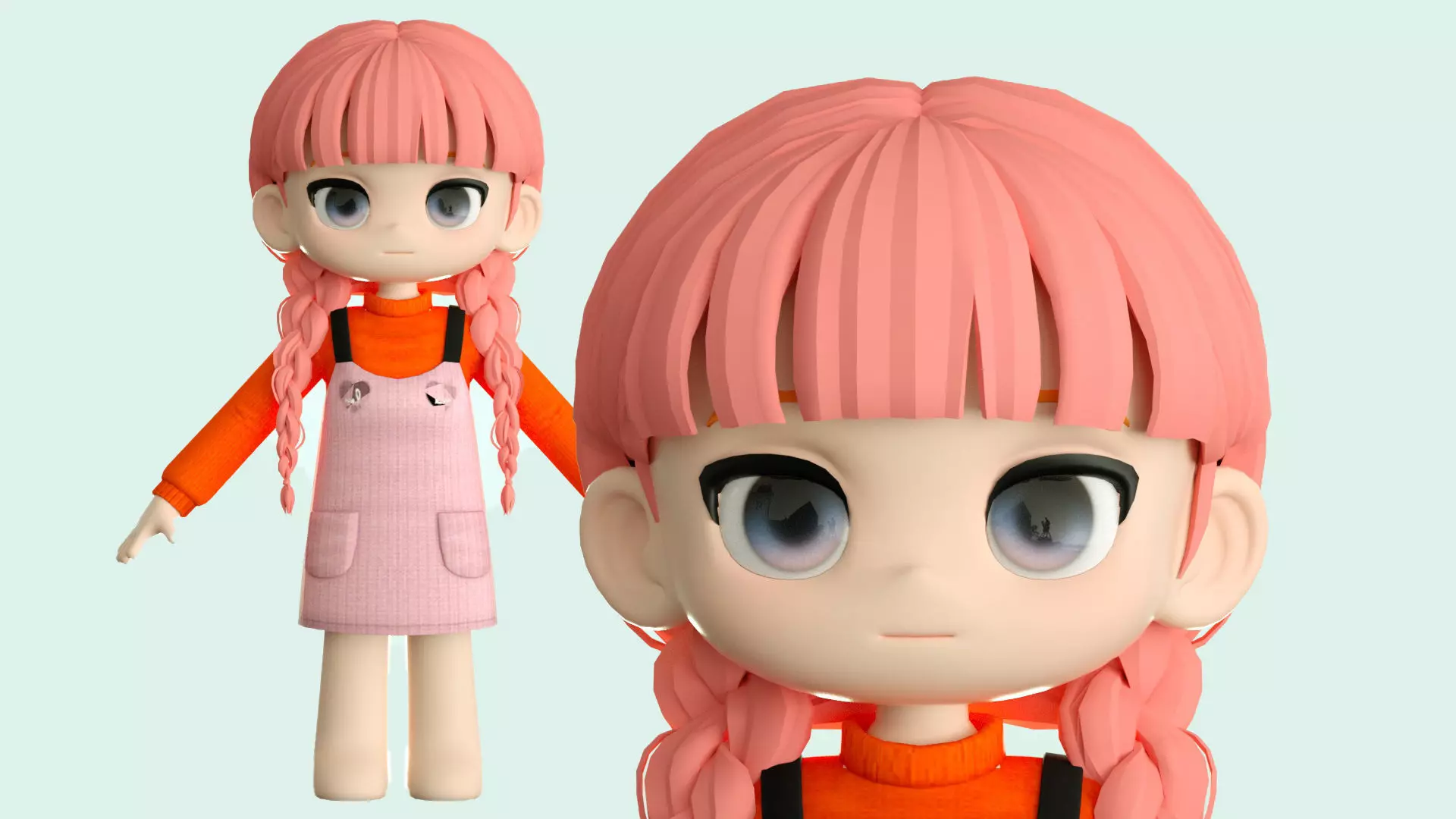 cartoon girl little girl ip image cartoon character 3D model_0