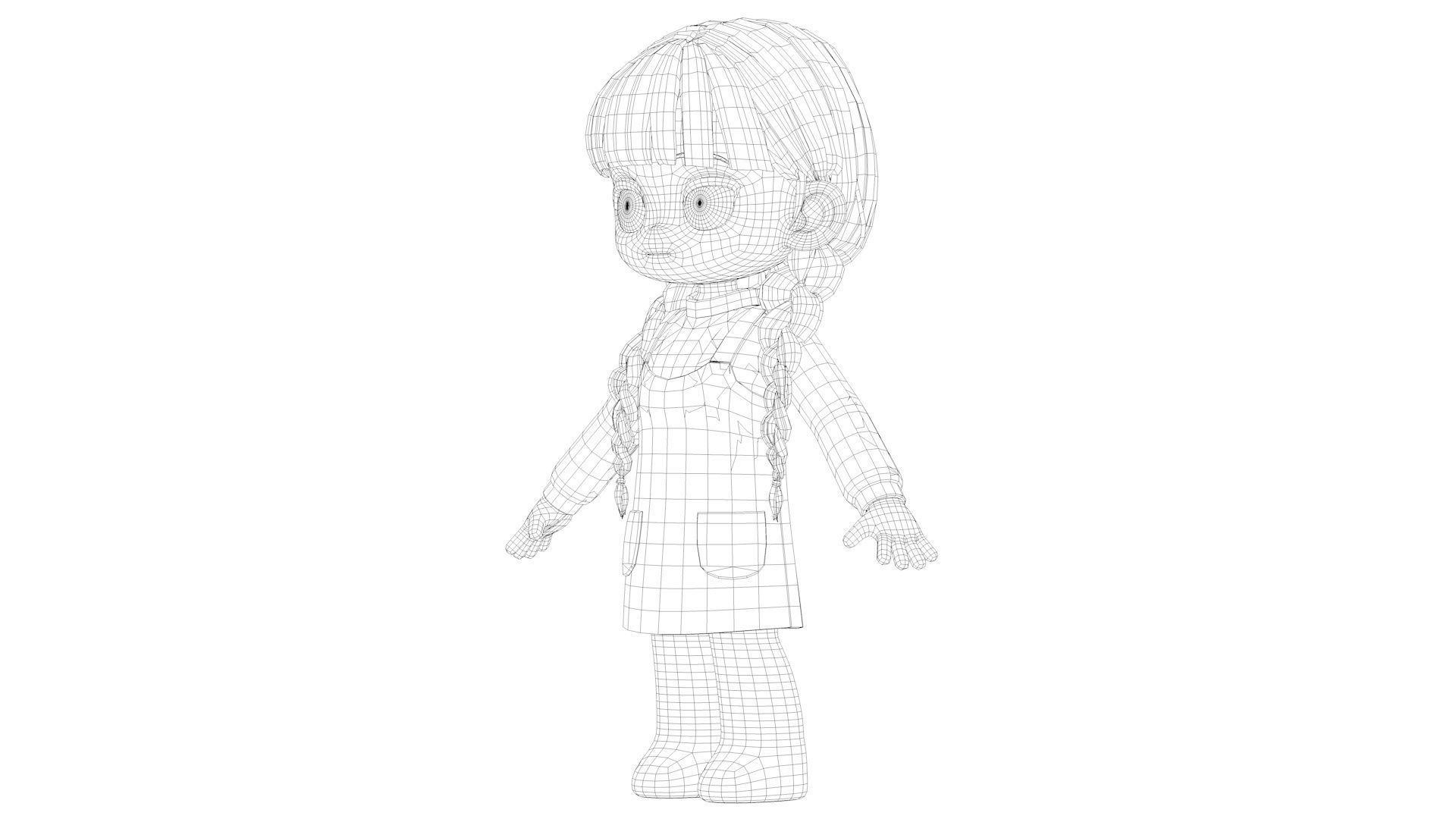 cartoon girl little girl ip image cartoon character 3D model_17