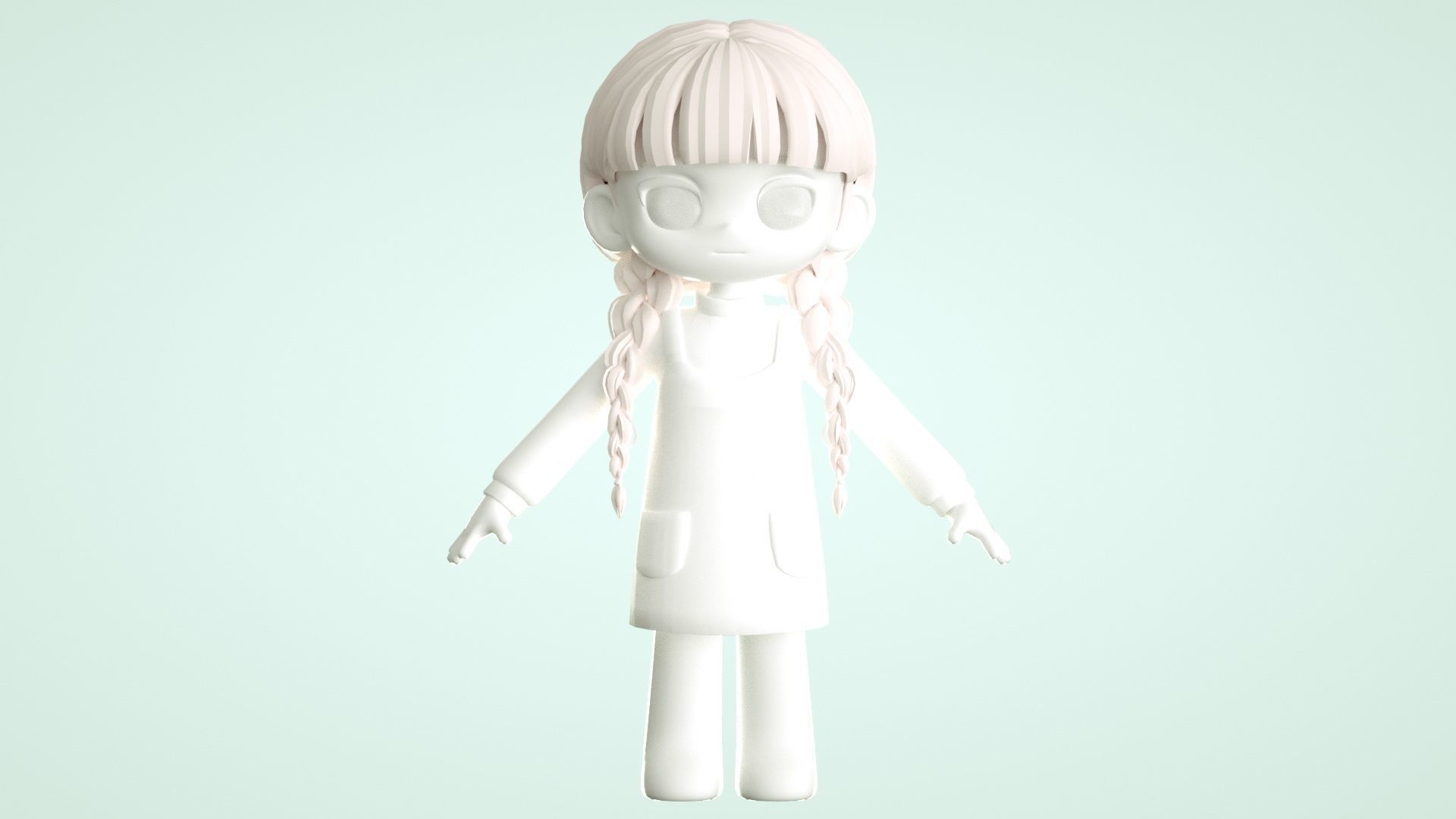 cartoon girl little girl ip image cartoon character 3D model_13
