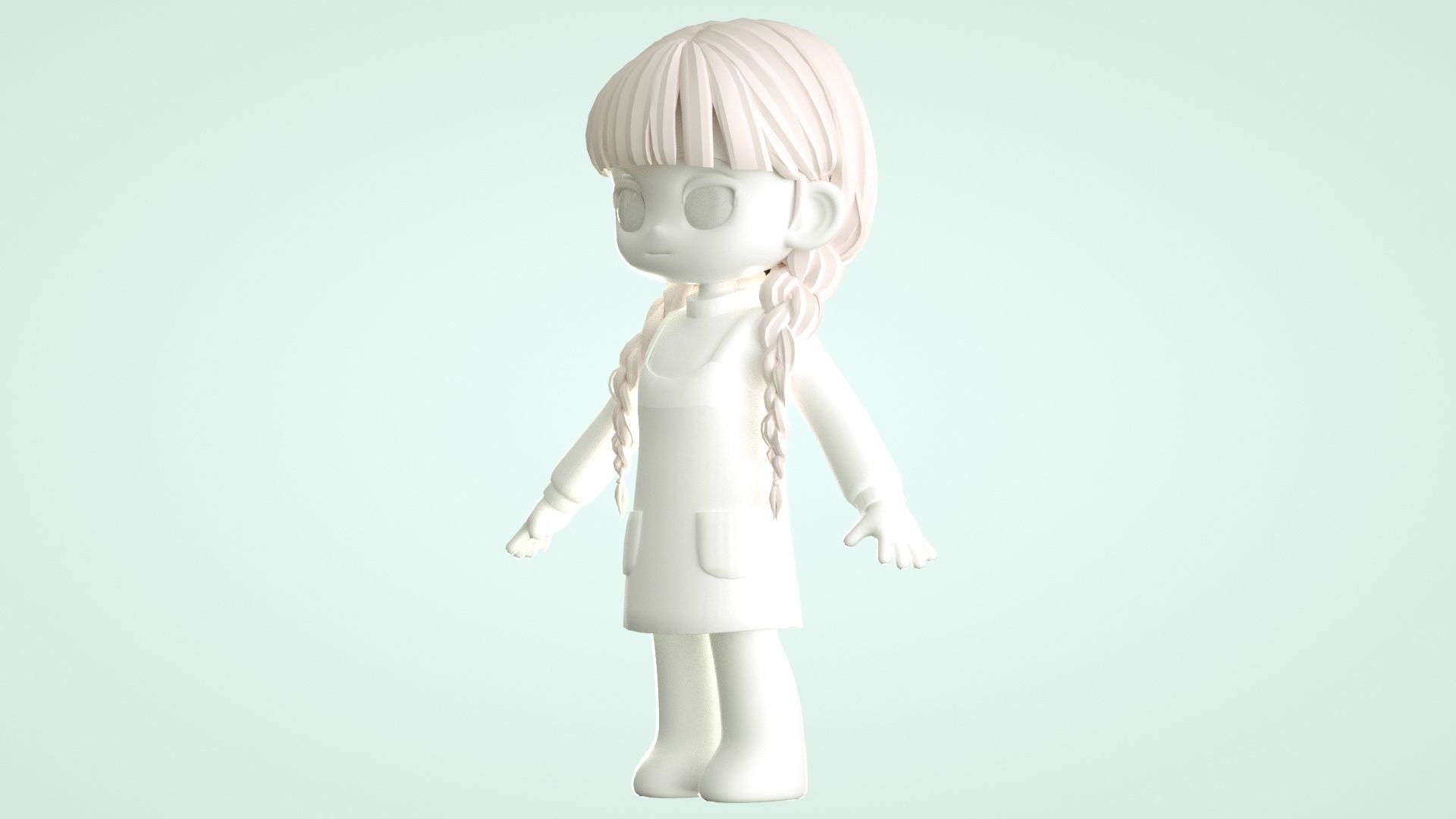 cartoon girl little girl ip image cartoon character 3D model_14