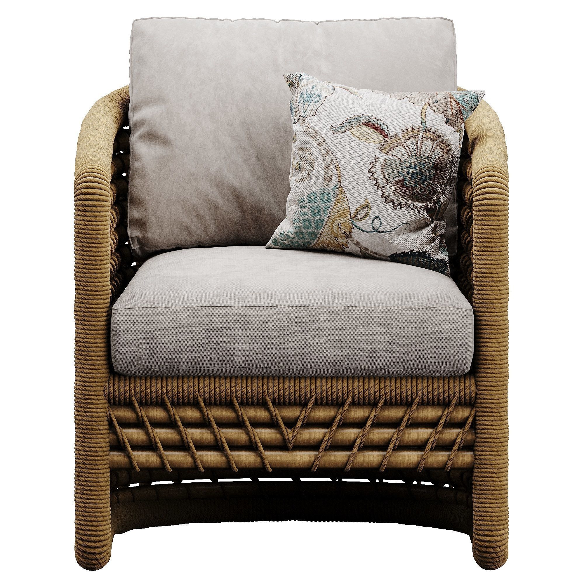 PALECEK CAPITOLA RATTAN LOUNGE CHAIR 3D model_2