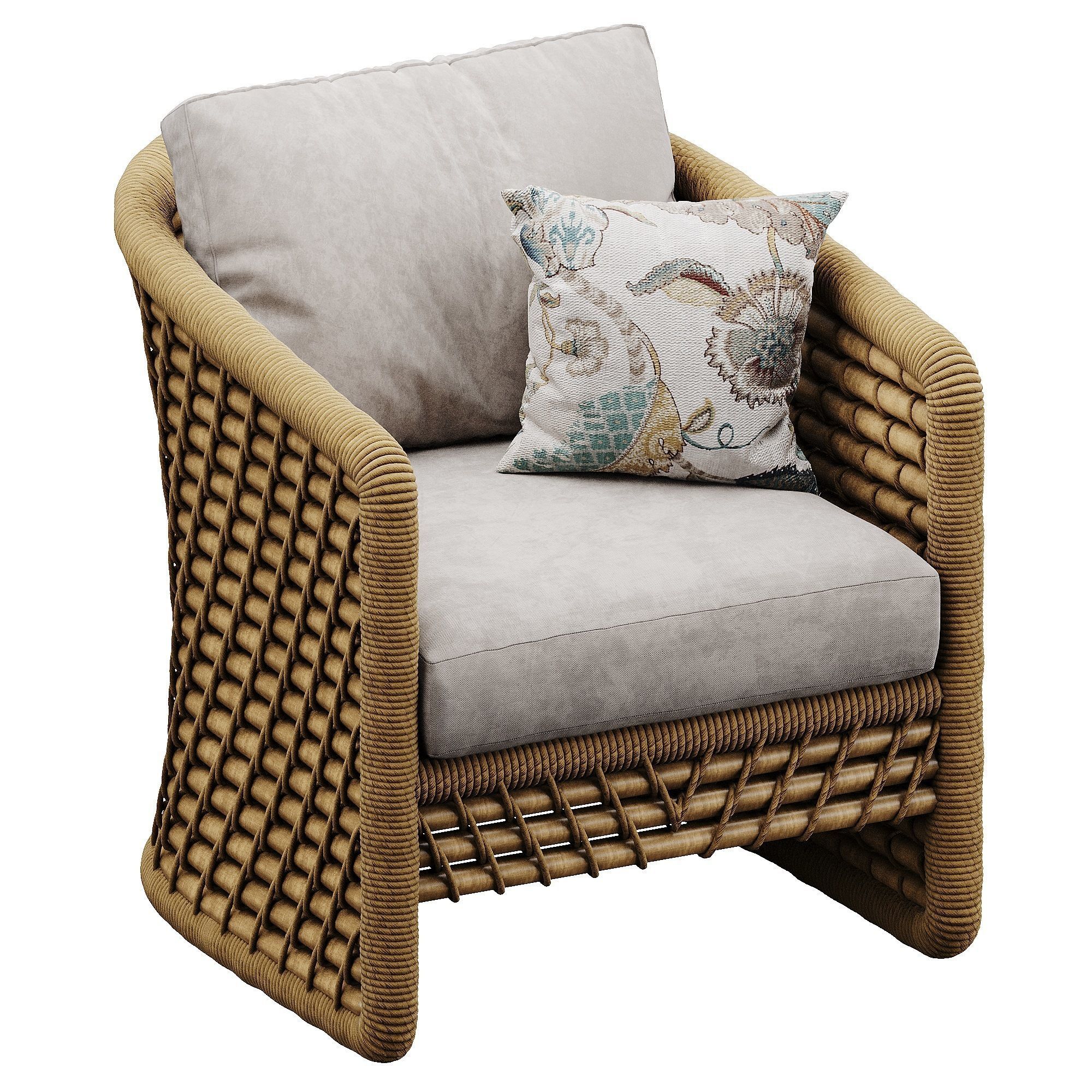 PALECEK CAPITOLA RATTAN LOUNGE CHAIR 3D model_4