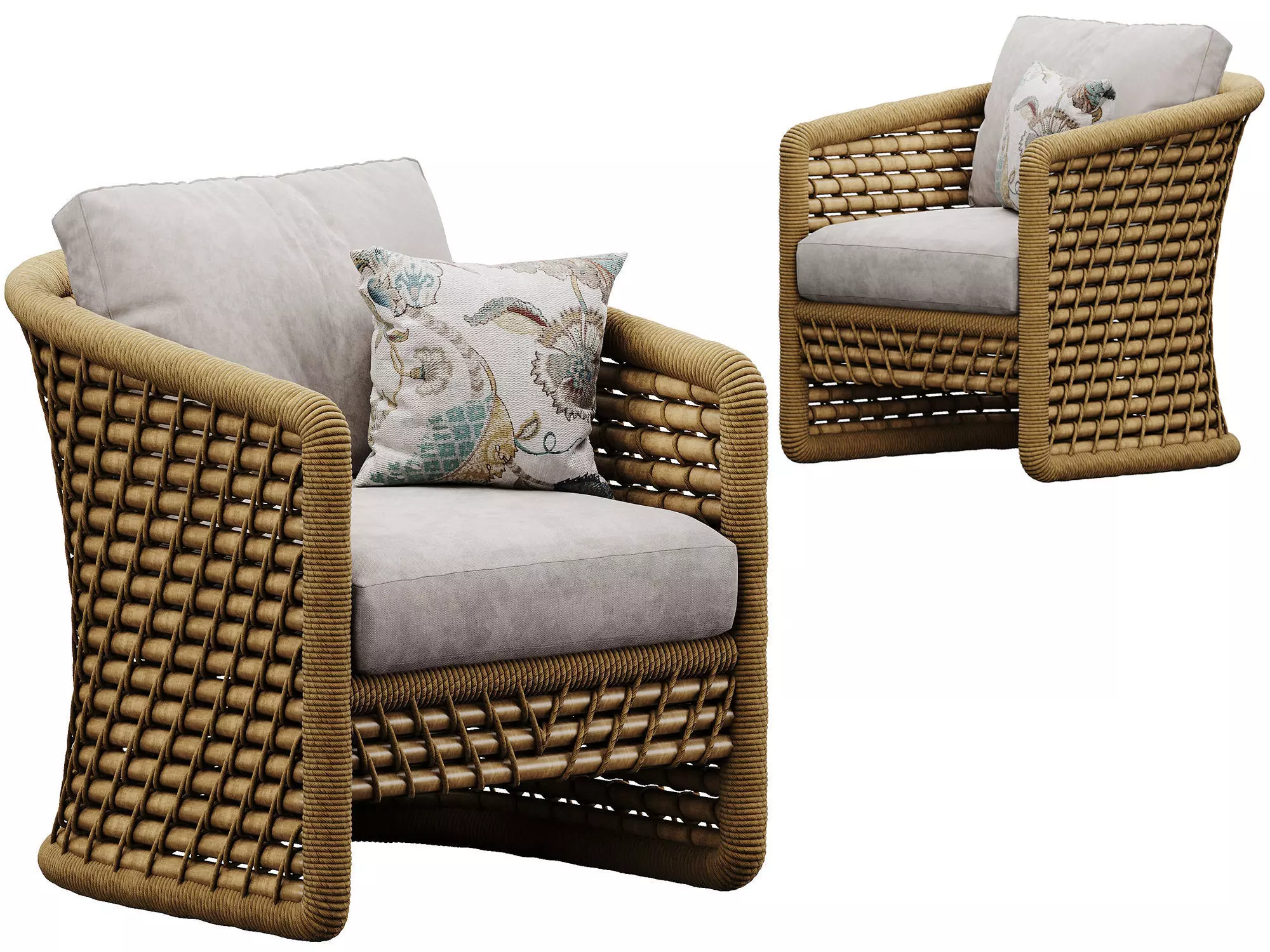 PALECEK CAPITOLA RATTAN LOUNGE CHAIR 3D model_0