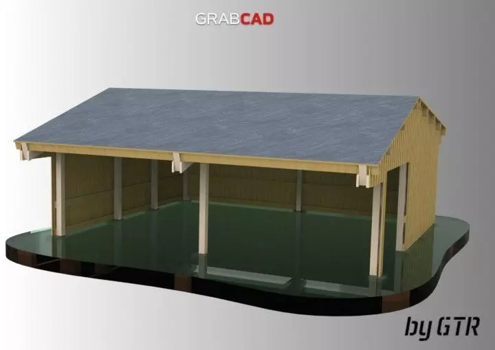 Build horse barn with roof on top Free 3D print model_0