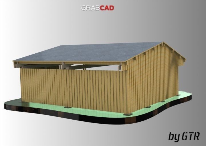 Build horse barn with roof on top Free 3D print model_1