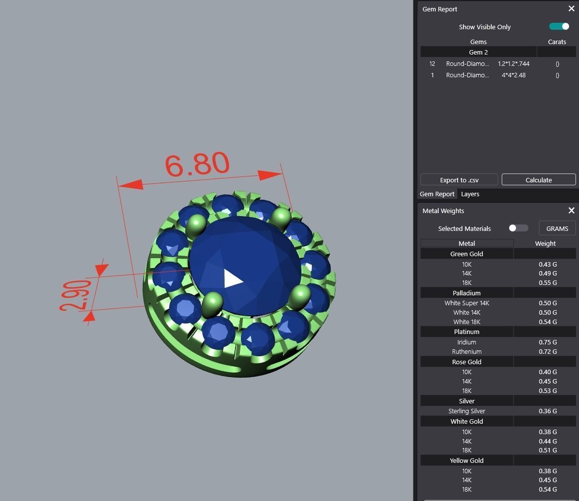Round Diamond Halo Stud Earrings 3D print model_5