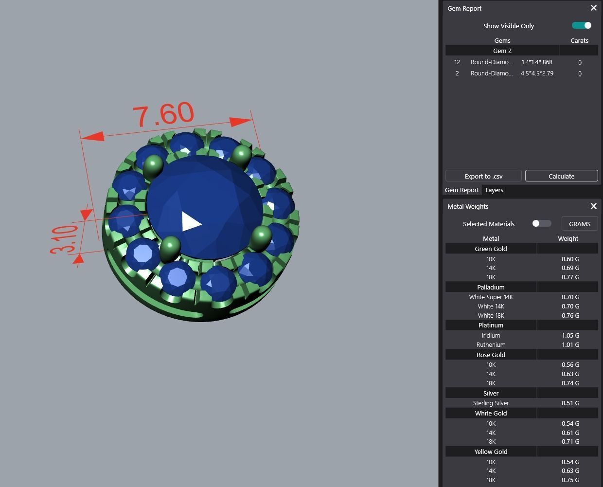 Round Diamond Halo Stud Earrings 3D print model_6