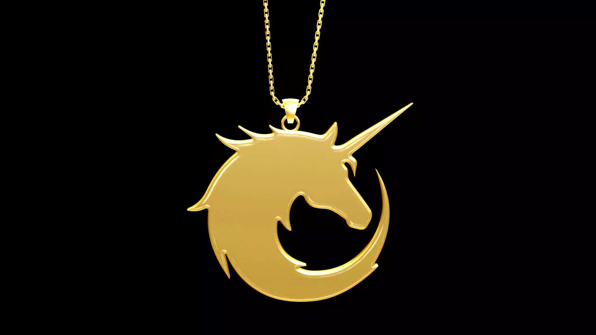 Moon Unicorn Pendant Jewelry Gold 3D print model