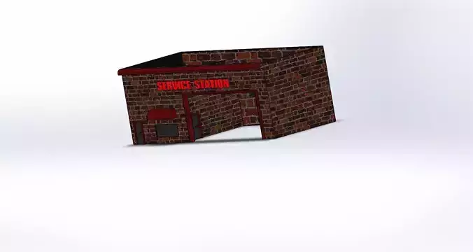 Oficina brick building with sign Free 3D print model
