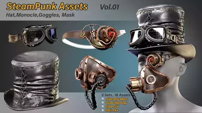 SteamPunk 3D Assets  FBX  OBJ