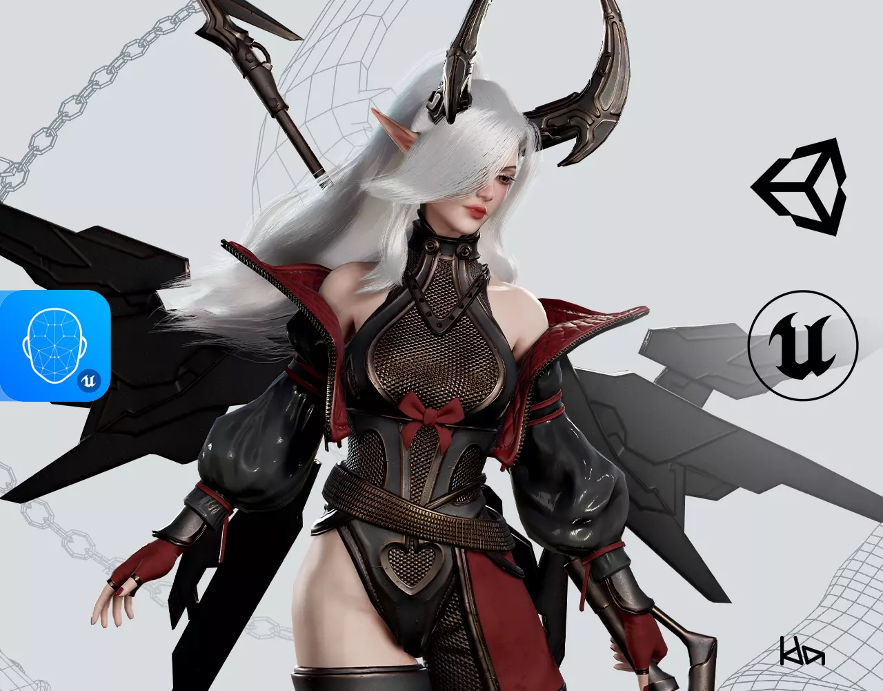 Cosmo Succubus Girl - Game Ready Low-poly 3D model_0