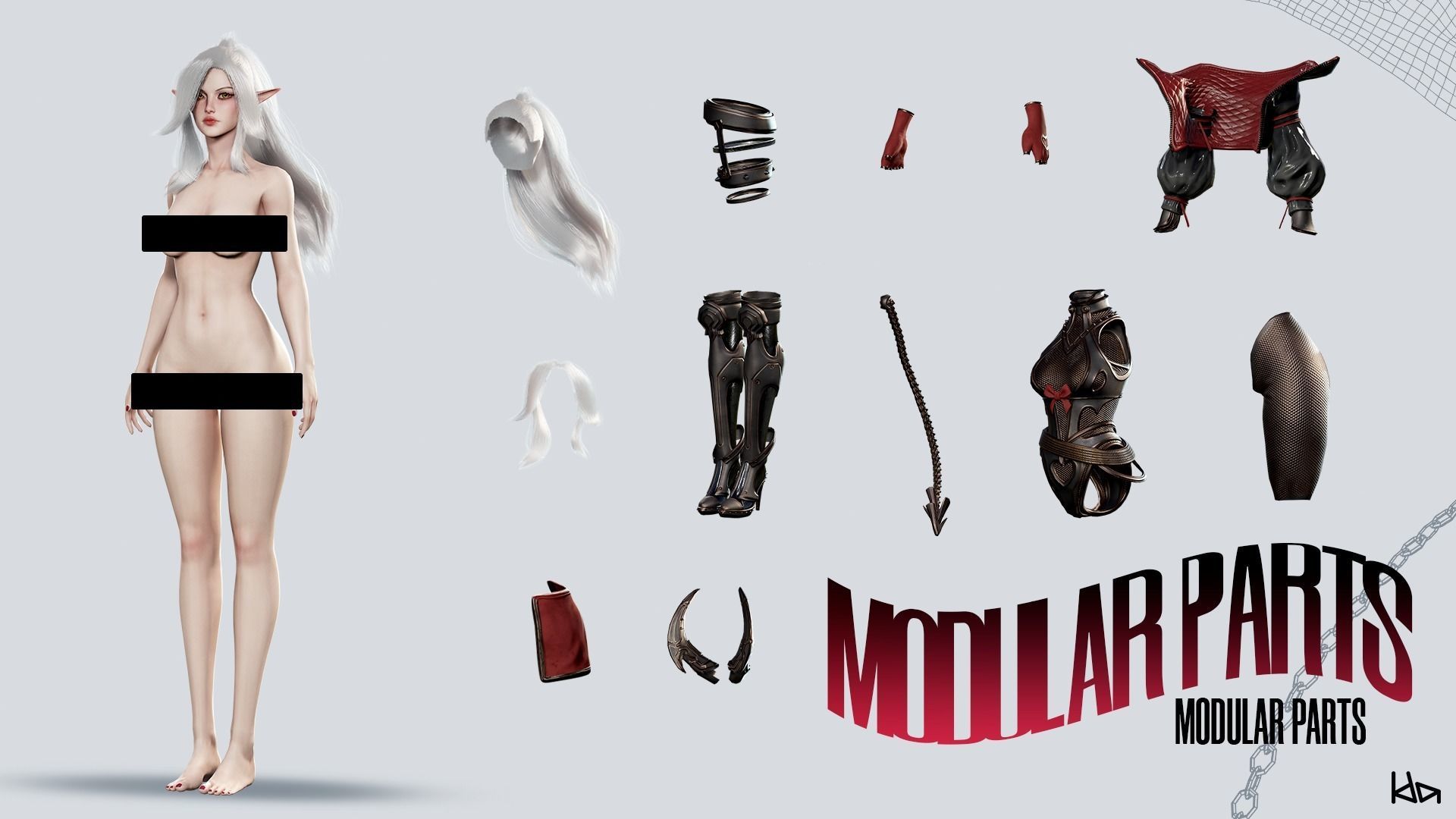 Cosmo Succubus Girl - Game Ready Low-poly 3D model_15