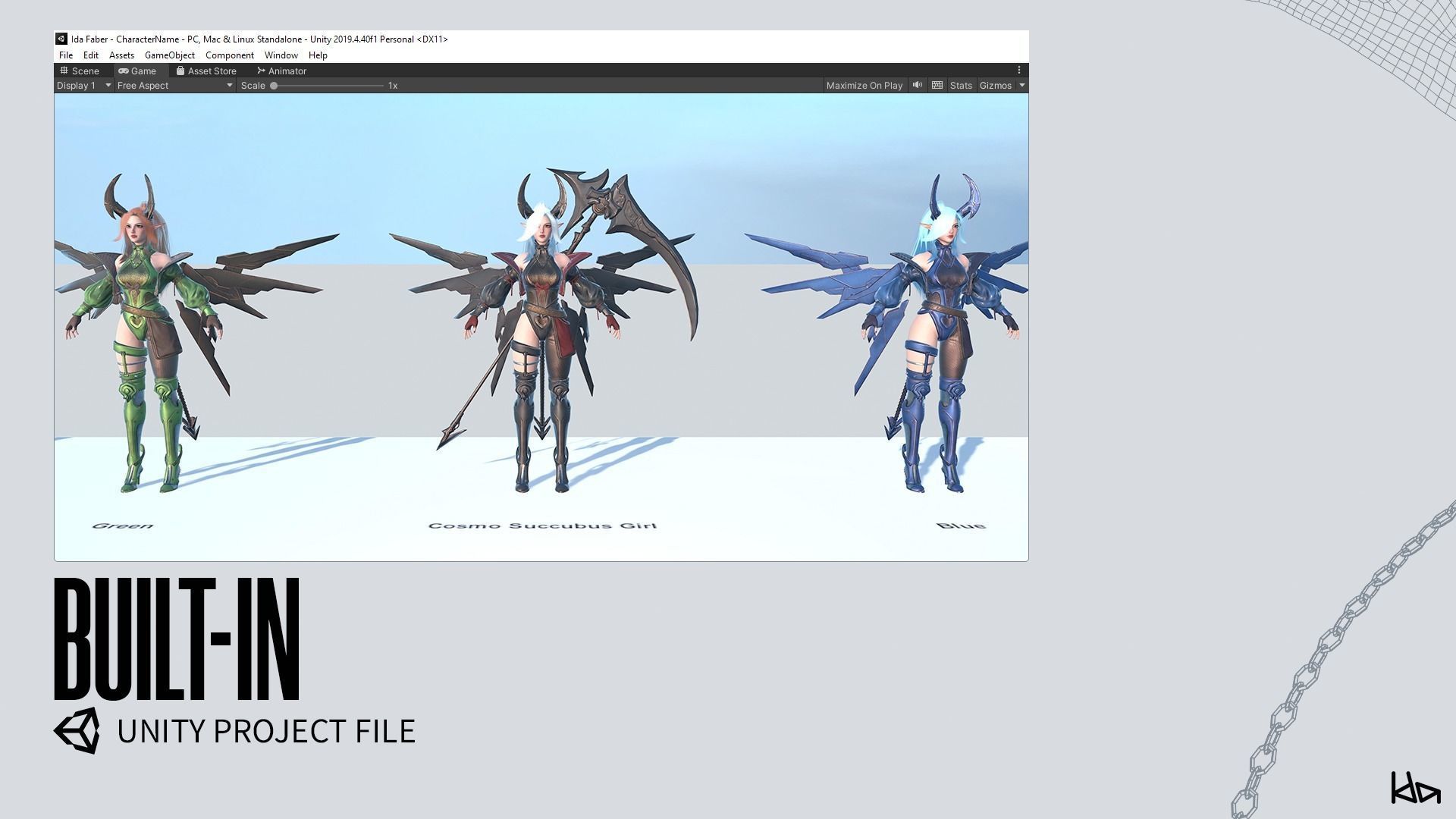 Cosmo Succubus Girl - Game Ready Low-poly 3D model_27