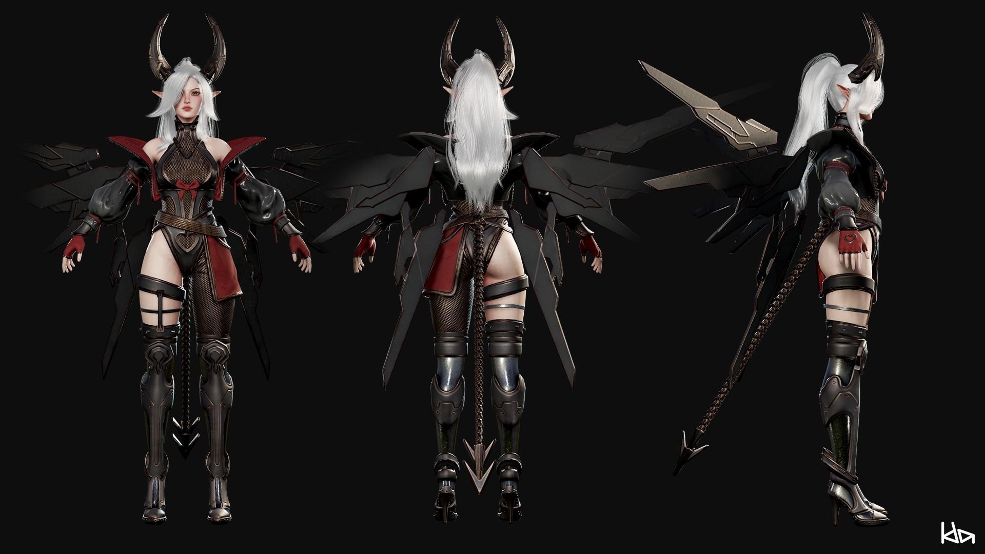 Cosmo Succubus Girl - Game Ready Low-poly 3D model_34