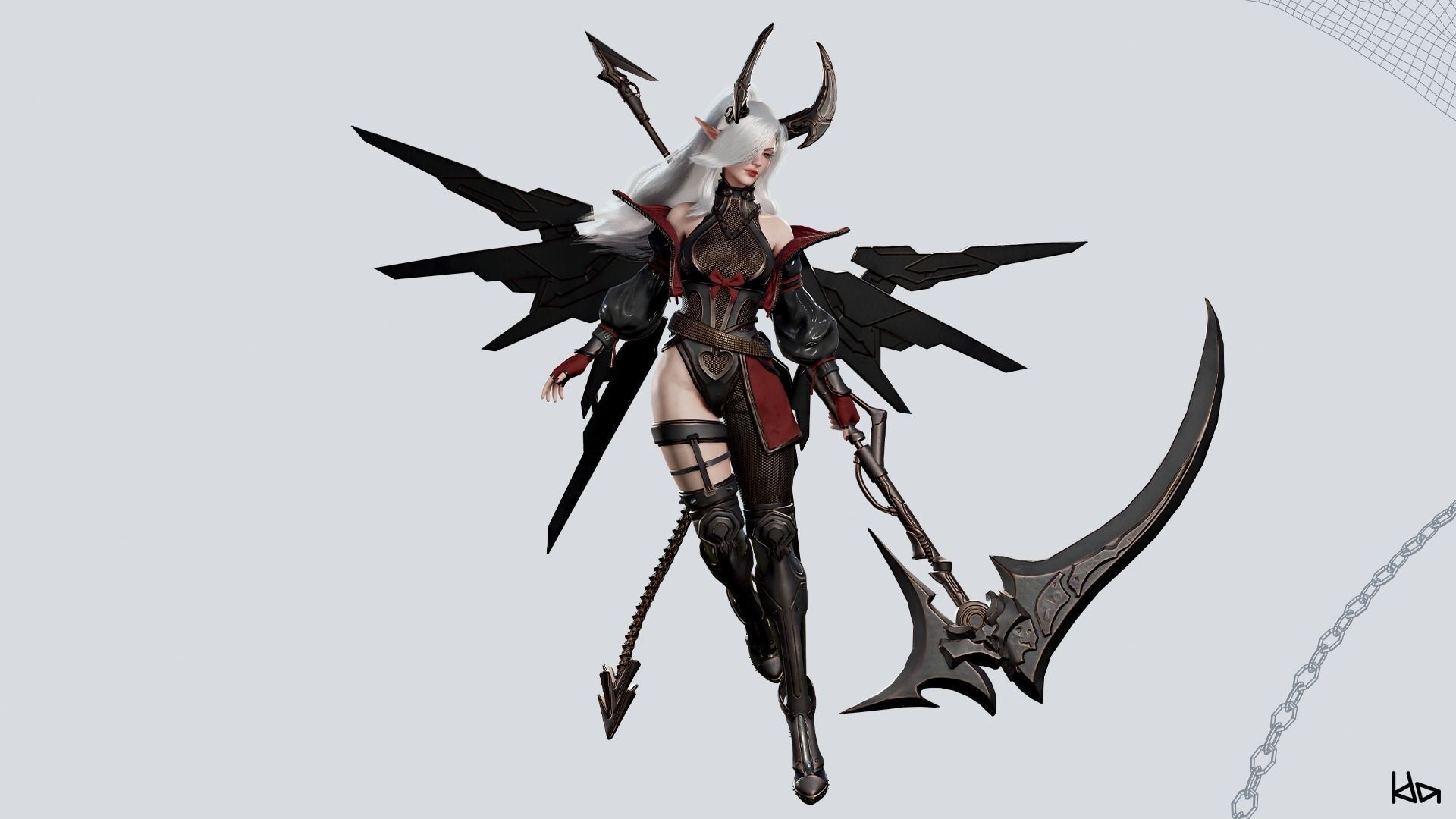 Cosmo Succubus Girl - Game Ready Low-poly 3D model_2