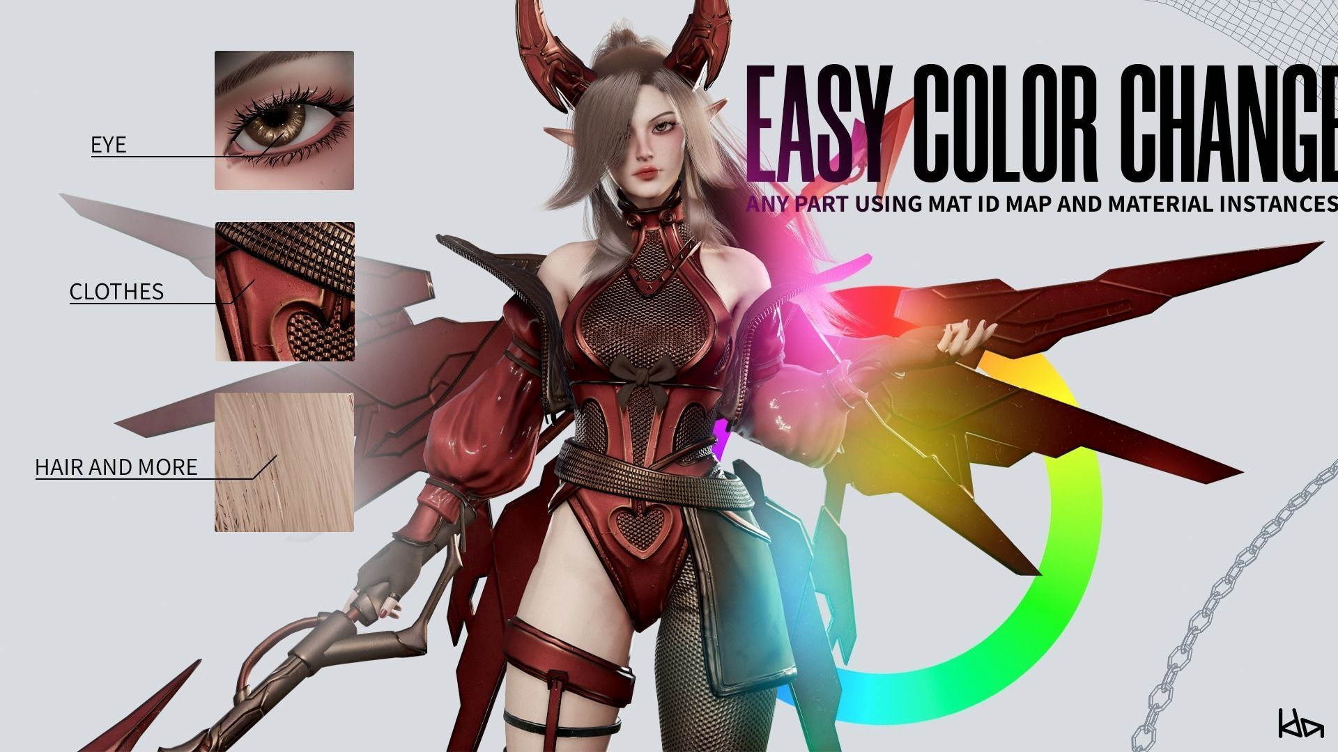 Cosmo Succubus Girl - Game Ready Low-poly 3D model_10