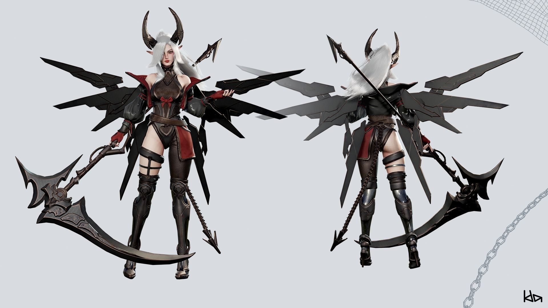 Cosmo Succubus Girl - Game Ready Low-poly 3D model_33