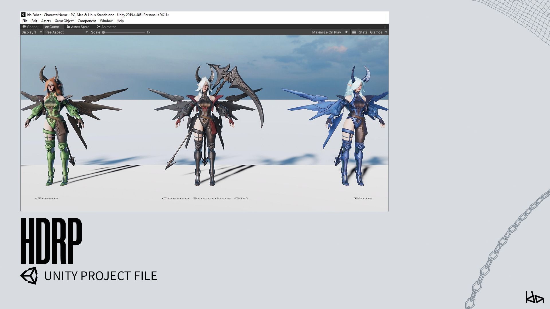 Cosmo Succubus Girl - Game Ready Low-poly 3D model_29