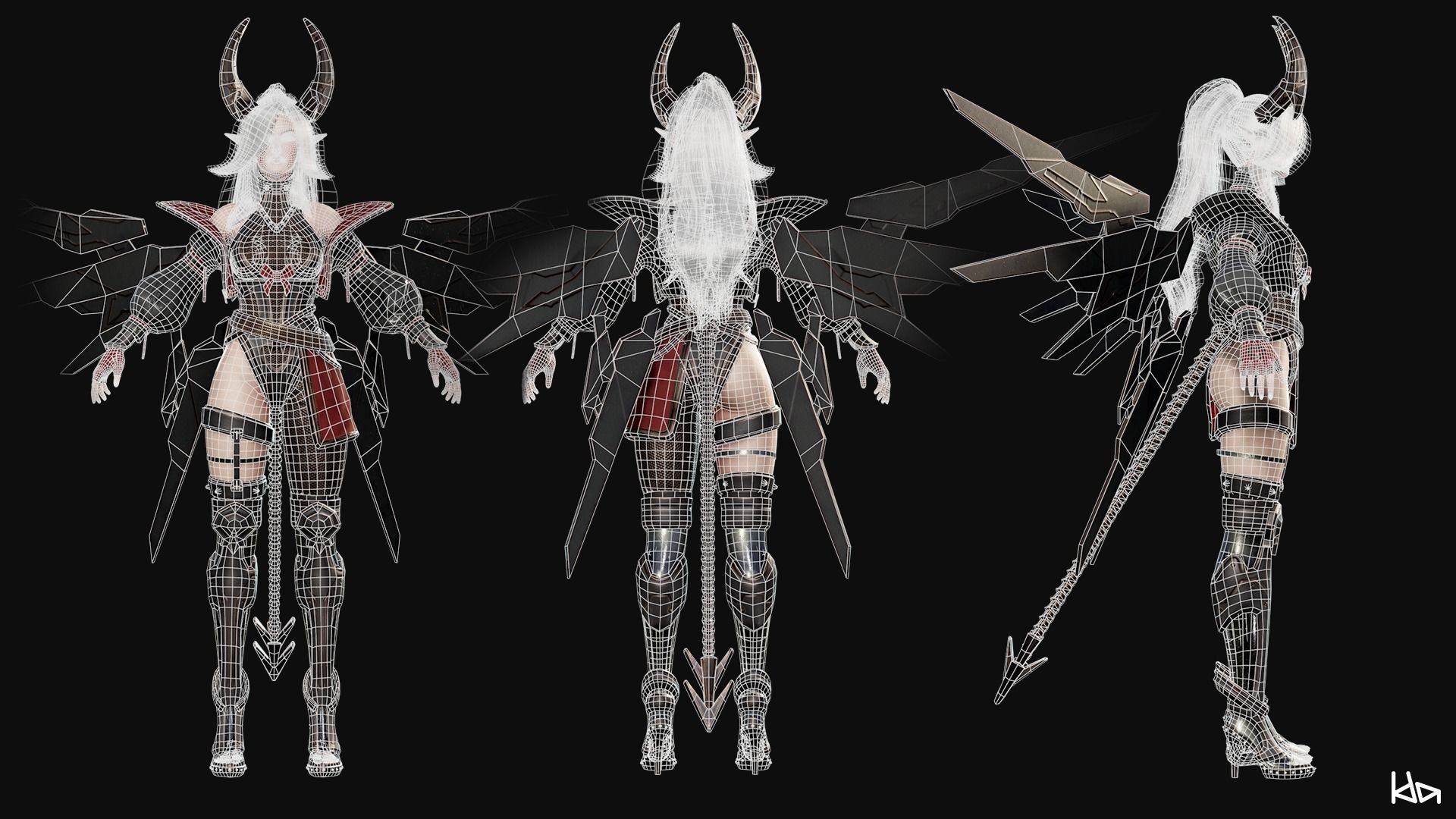 Cosmo Succubus Girl - Game Ready Low-poly 3D model_35