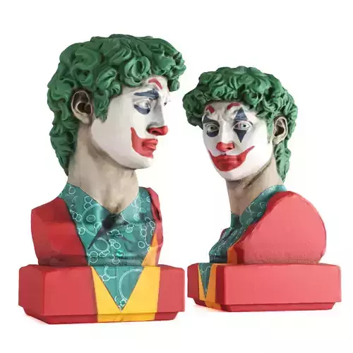 David David Michelangelo Joker face bust Low-poly 3D model