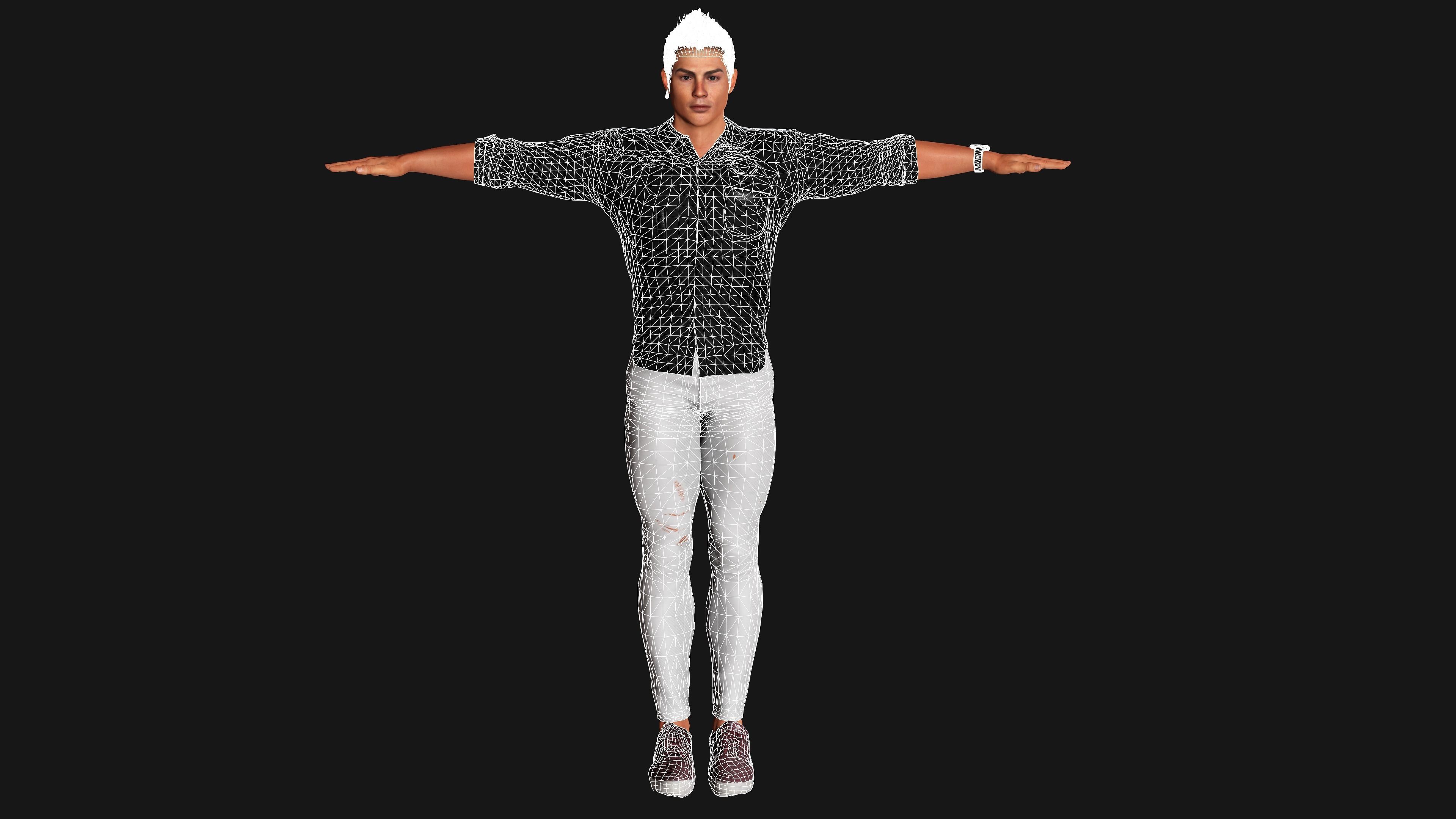 CRISTIANO RONALDO 3D MODEL- RIGGED GAME READY CHARACTER  Low-poly 3D model_16
