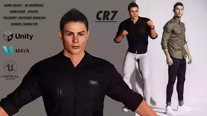 CRISTIANO RONALDO 3D MODEL- RIGGED GAME READY CHARACTER  Low-poly 3D model