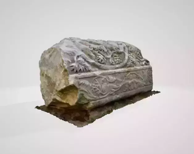 Archaeological Artifact - Column with Vine Scroll with Grapes 3D model
