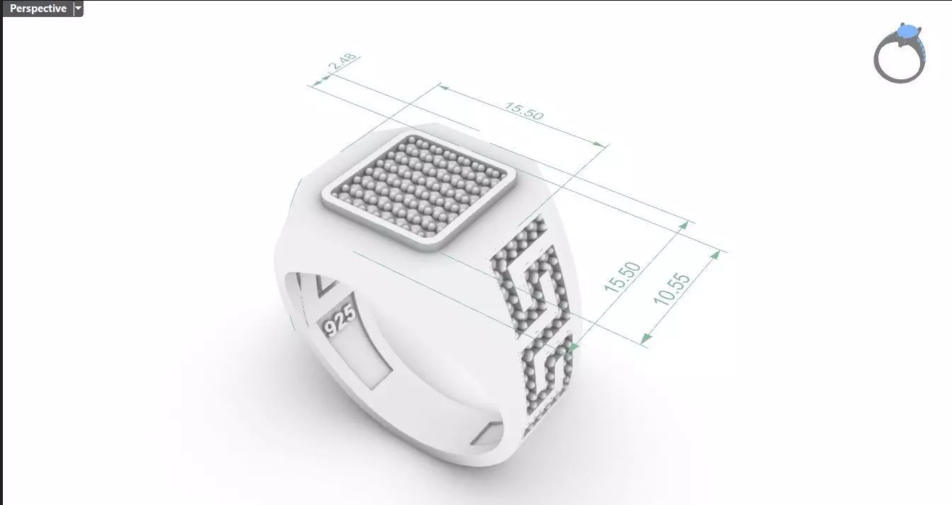 Stone Design Flat Ring 3D print model