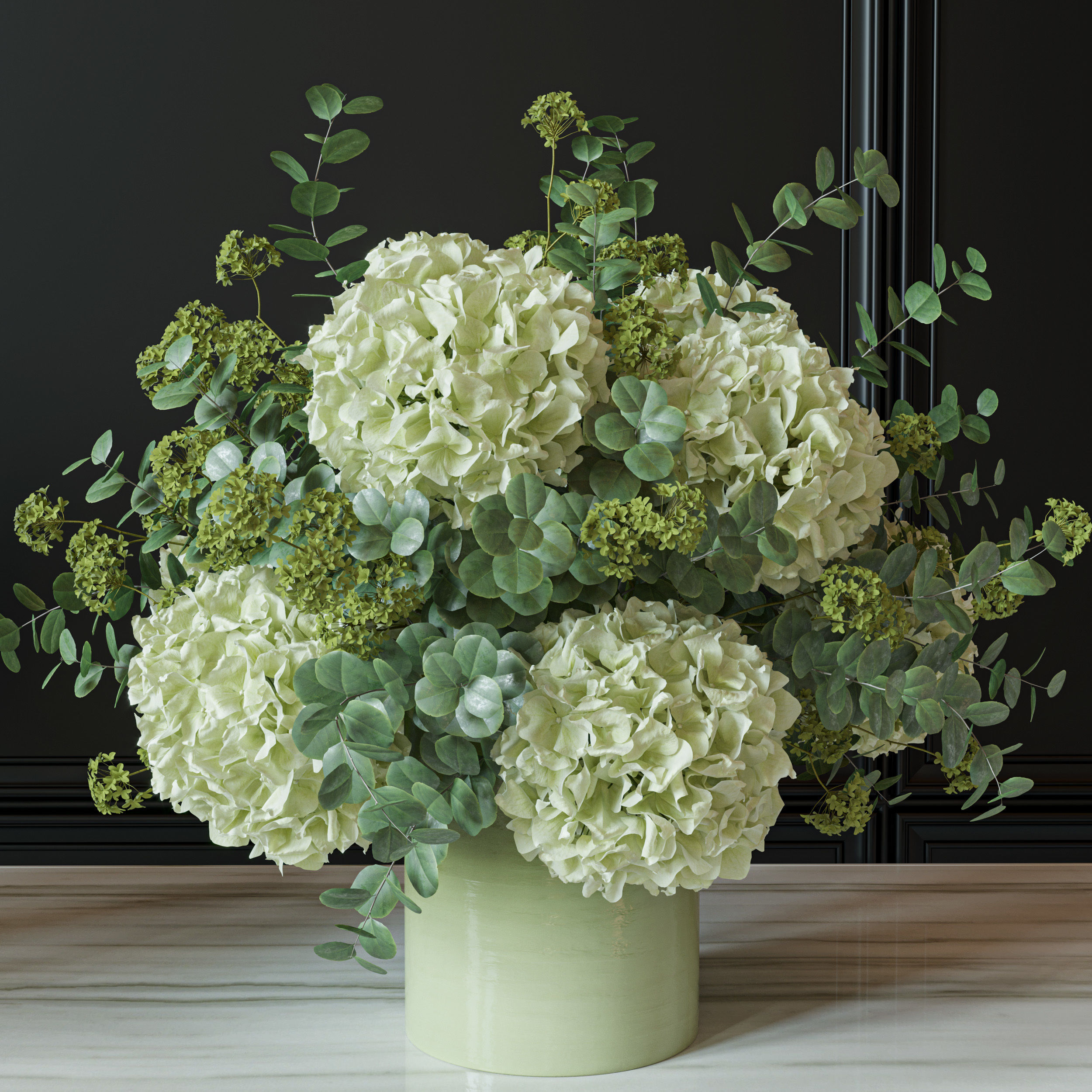 Flower Set 051 Green Hydrangea 3D model_5