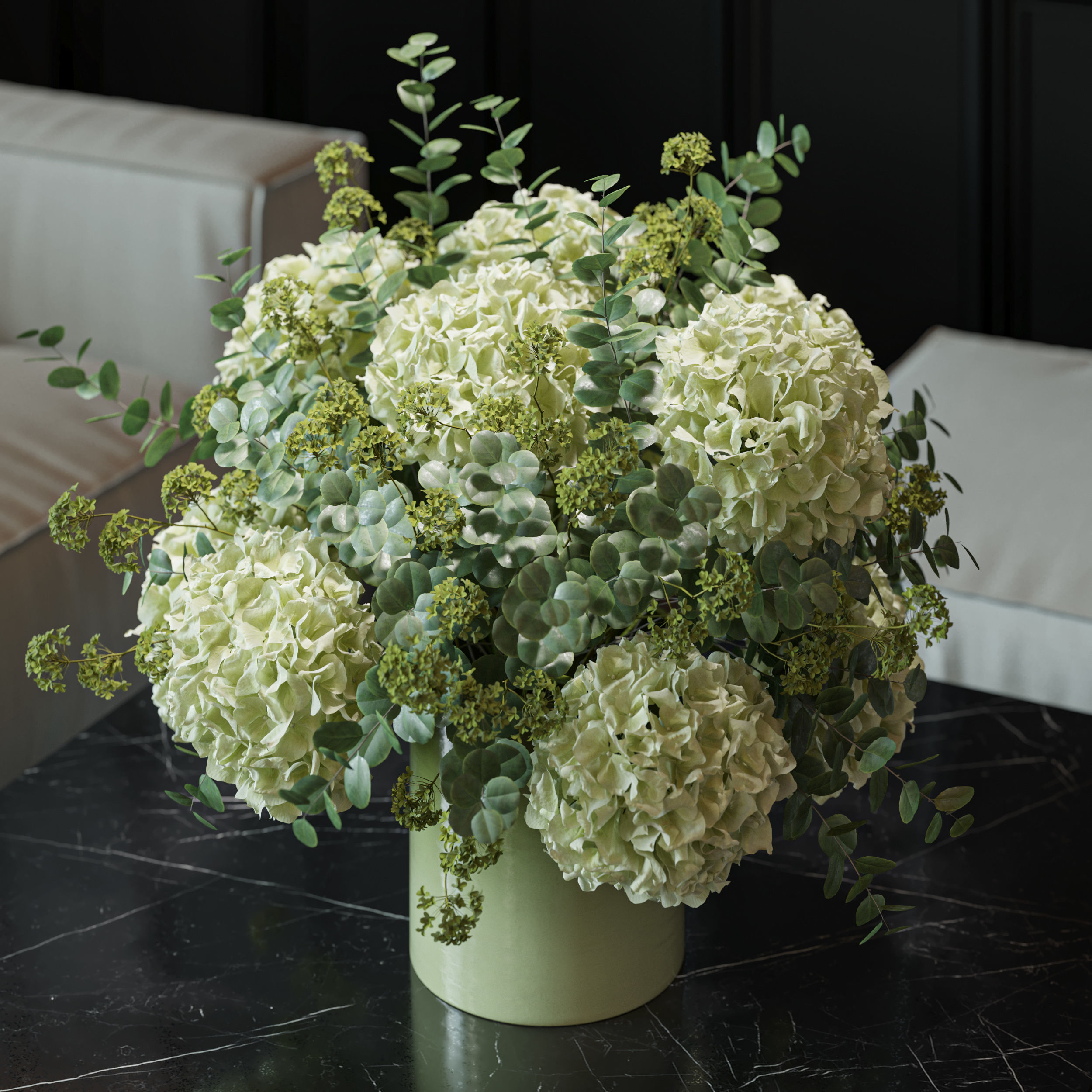 Flower Set 051 Green Hydrangea 3D model_1