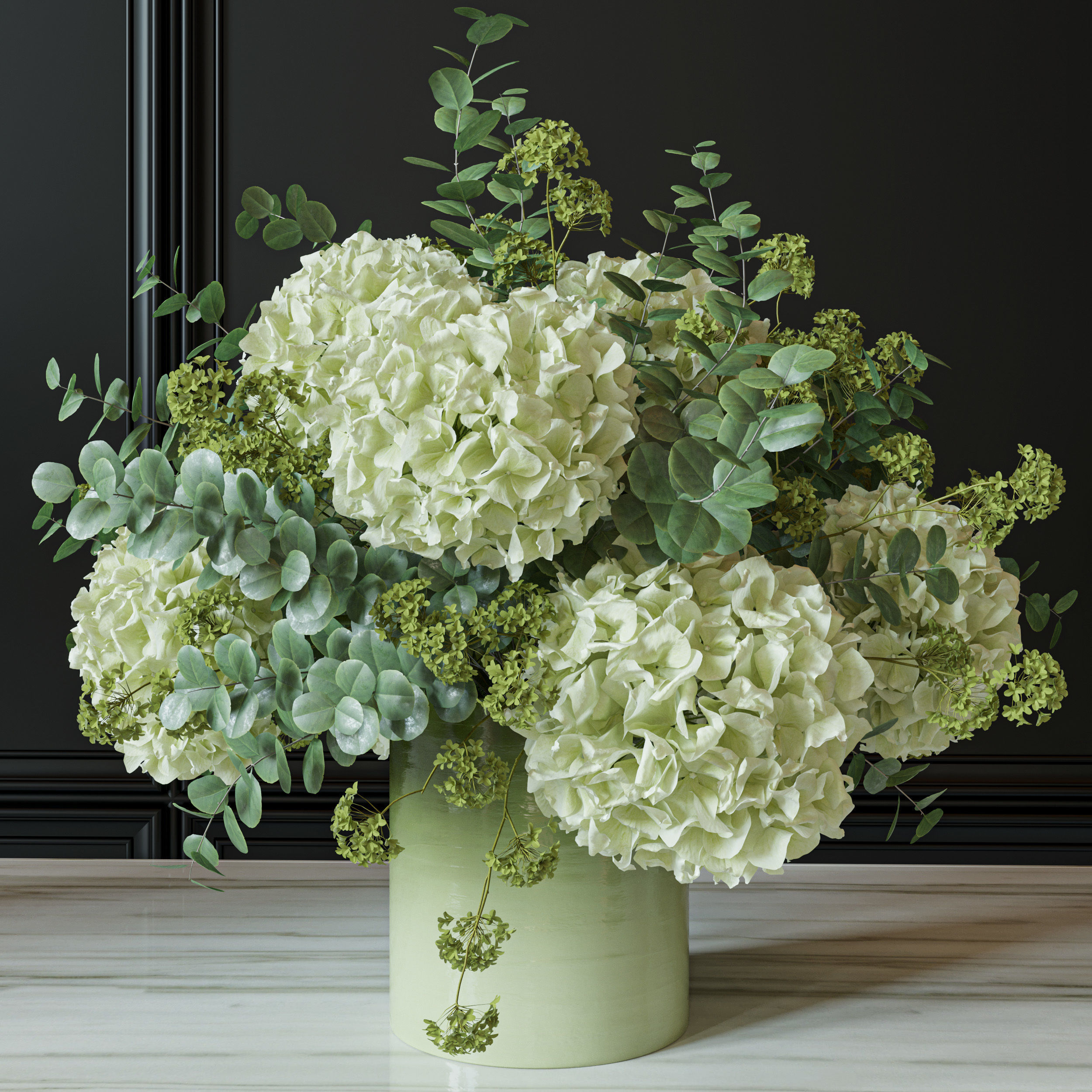 Flower Set 051 Green Hydrangea 3D model_4