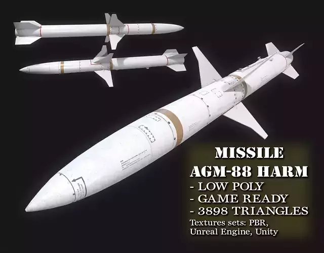 Missile AGM-88 HARM Low-poly 3D model