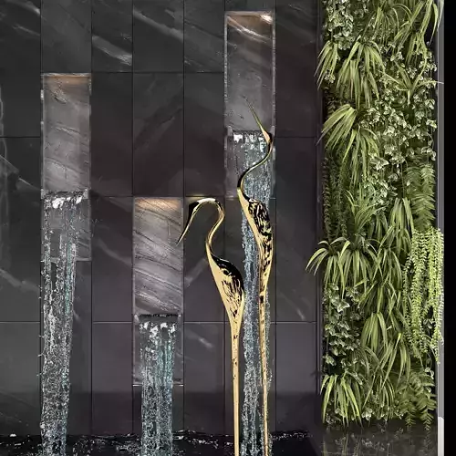 Water falls with Birds 3D model