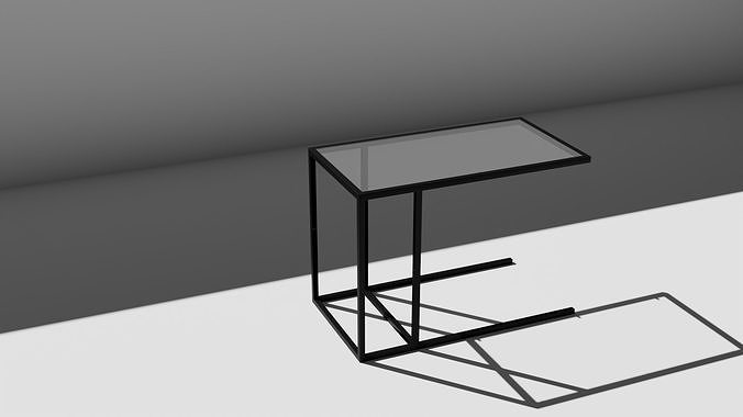 table side with glass top Low-poly 3D model