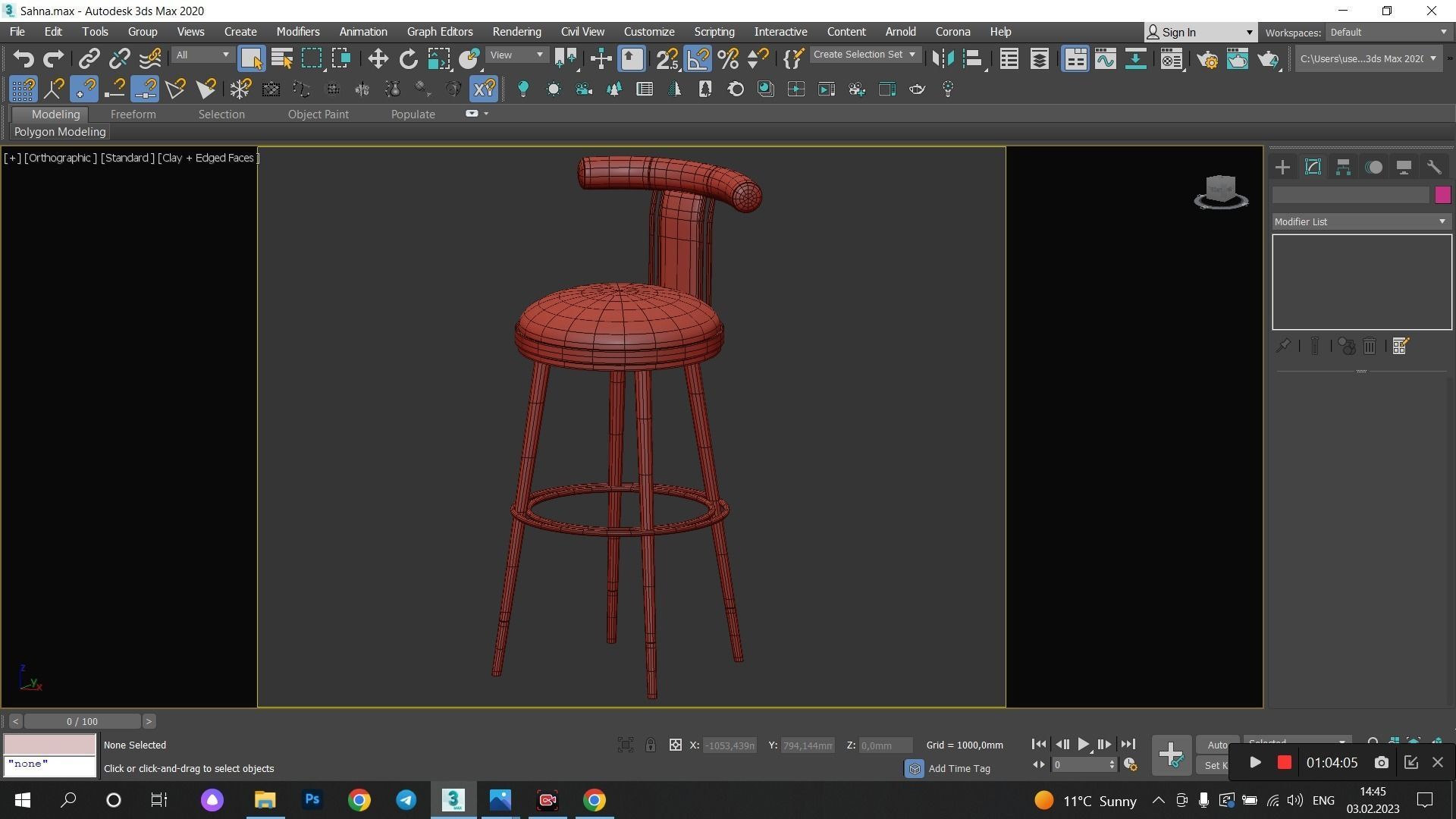 Moris Bar Chair Low-poly 3D model_11