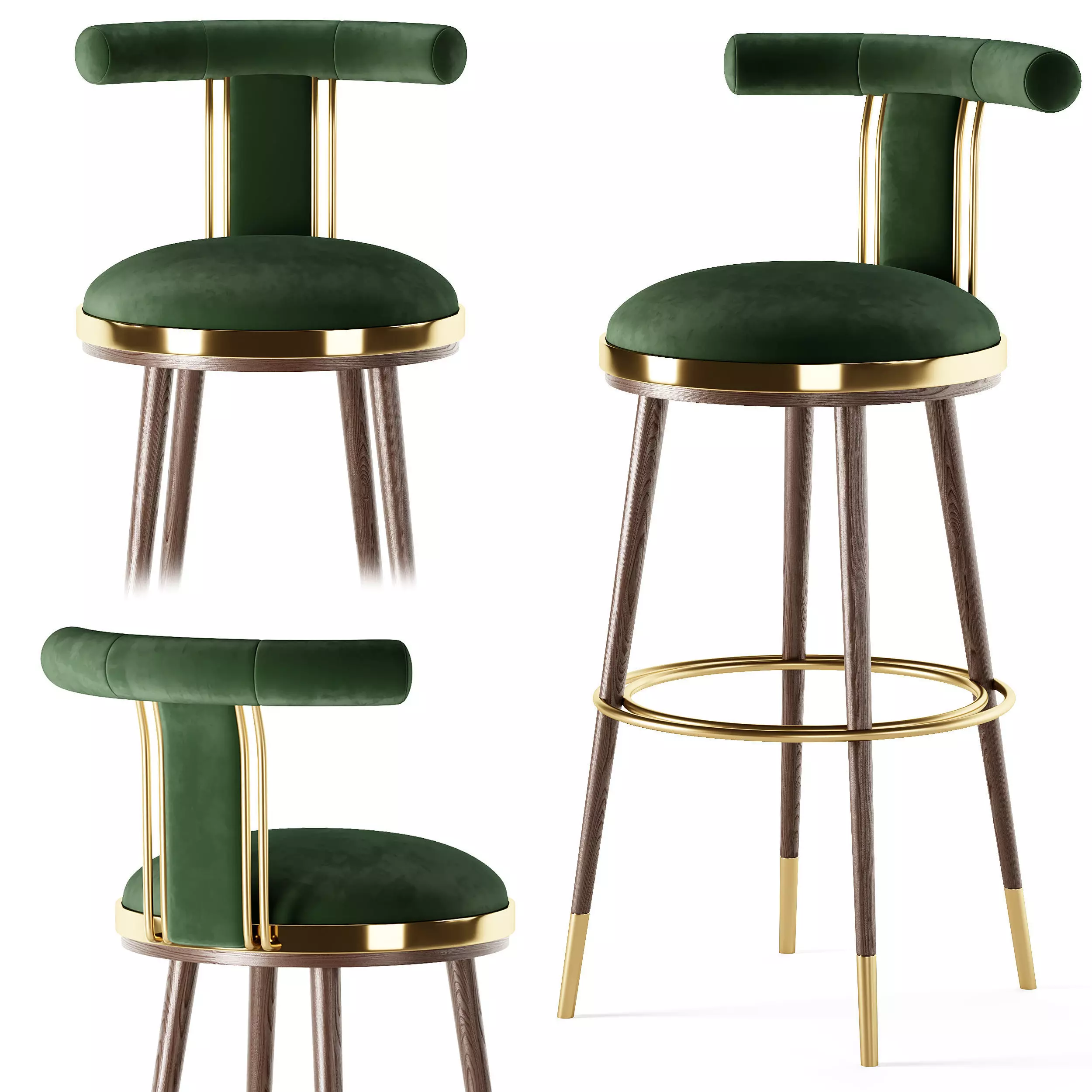 Moris Bar Chair Low-poly 3D model_0