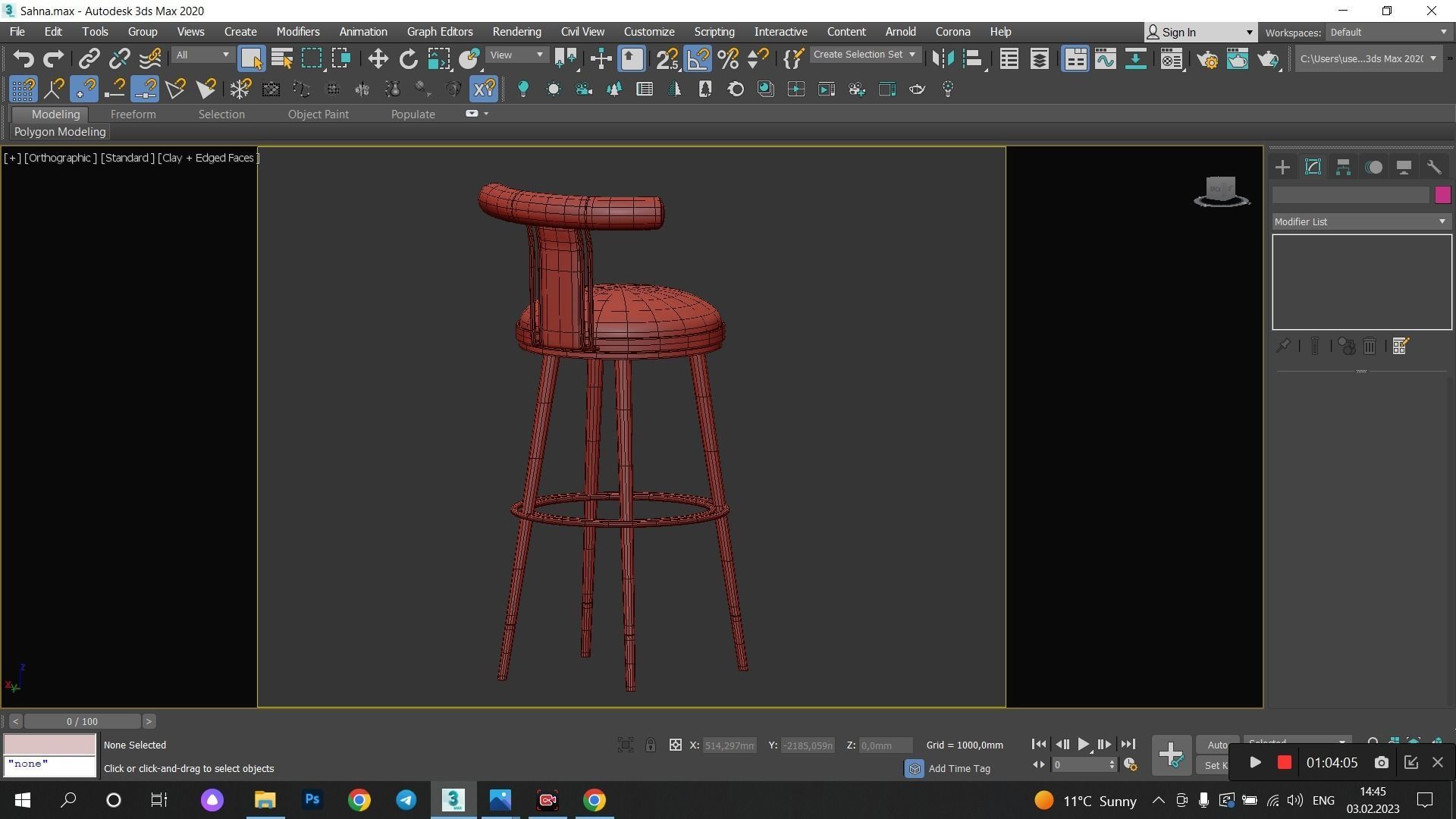 Moris Bar Chair Low-poly 3D model_10
