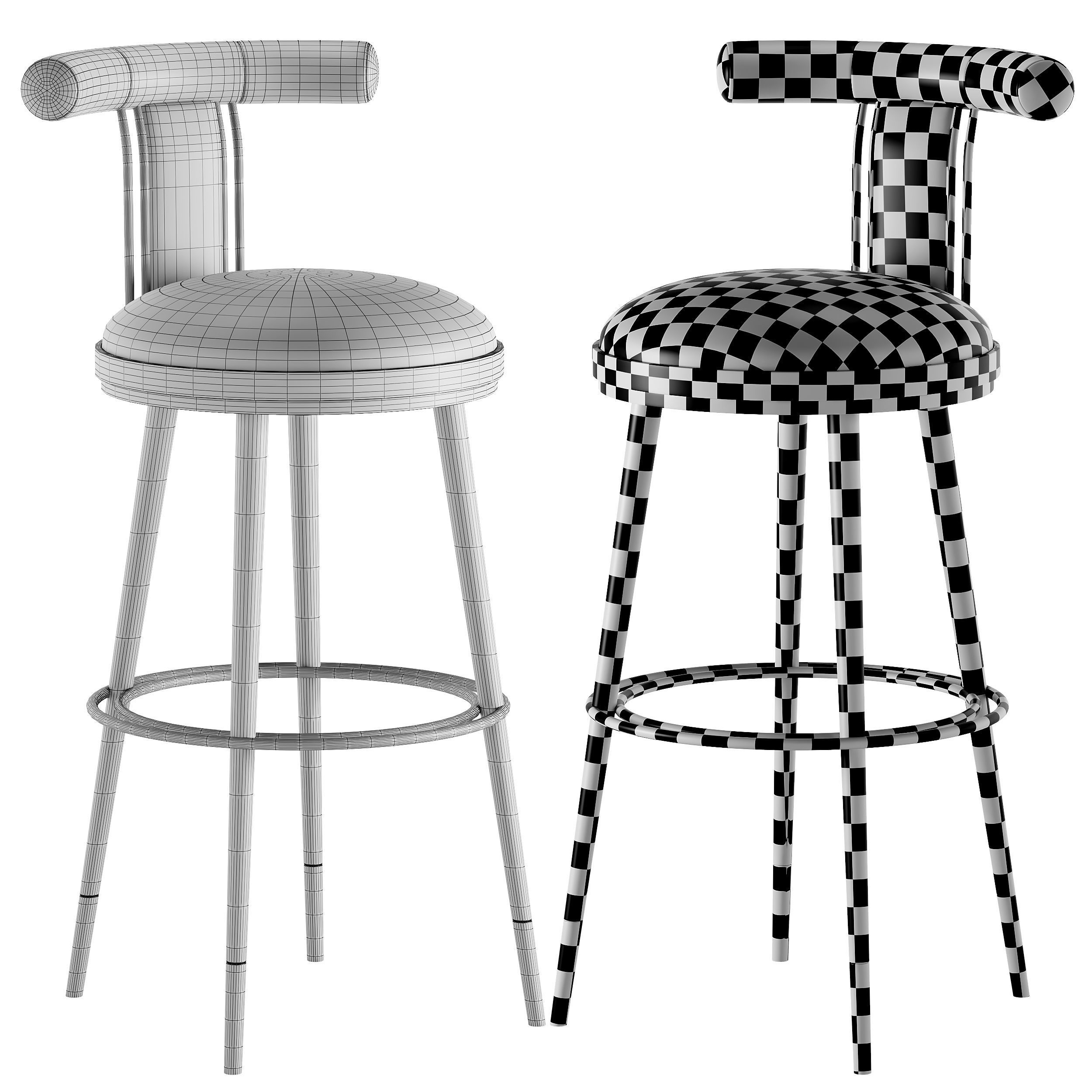 Moris Bar Chair Low-poly 3D model_4