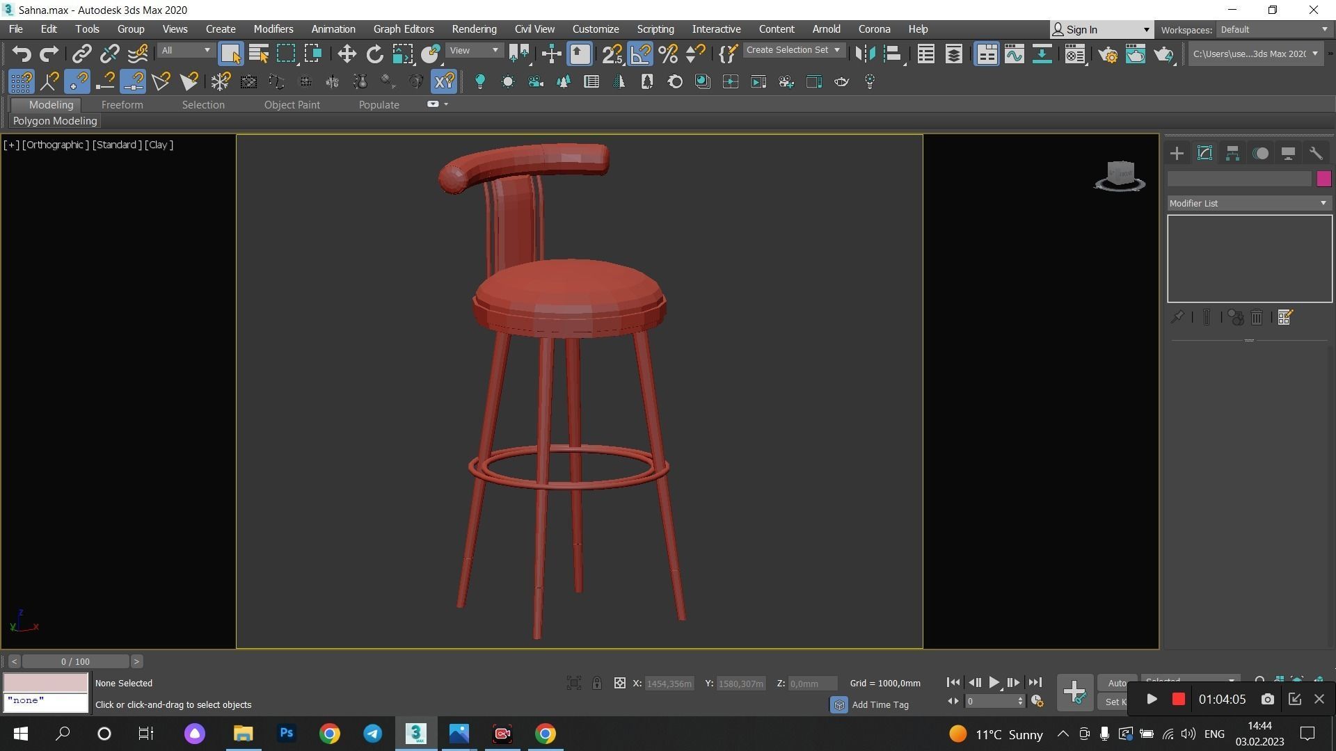 Moris Bar Chair Low-poly 3D model_6