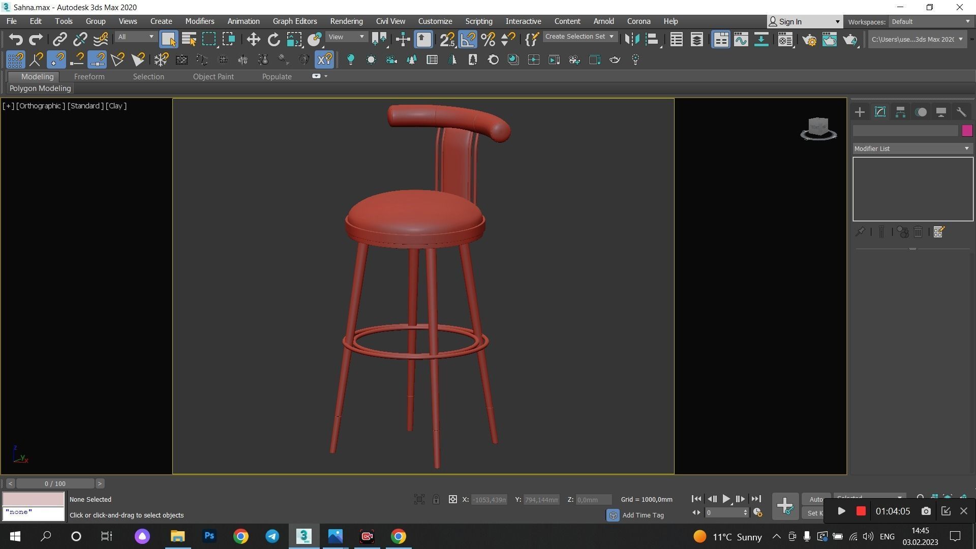 Moris Bar Chair Low-poly 3D model_12