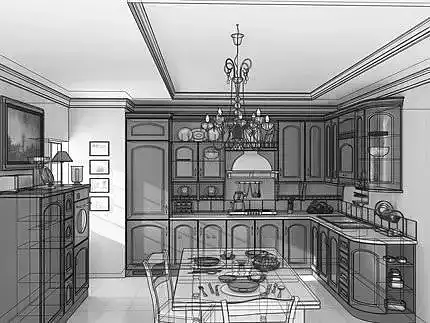 Brown Kitchen And Table