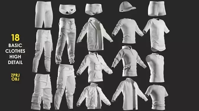 18 Mens Clothes - Vol 1 - Marvelous Designer 3D model