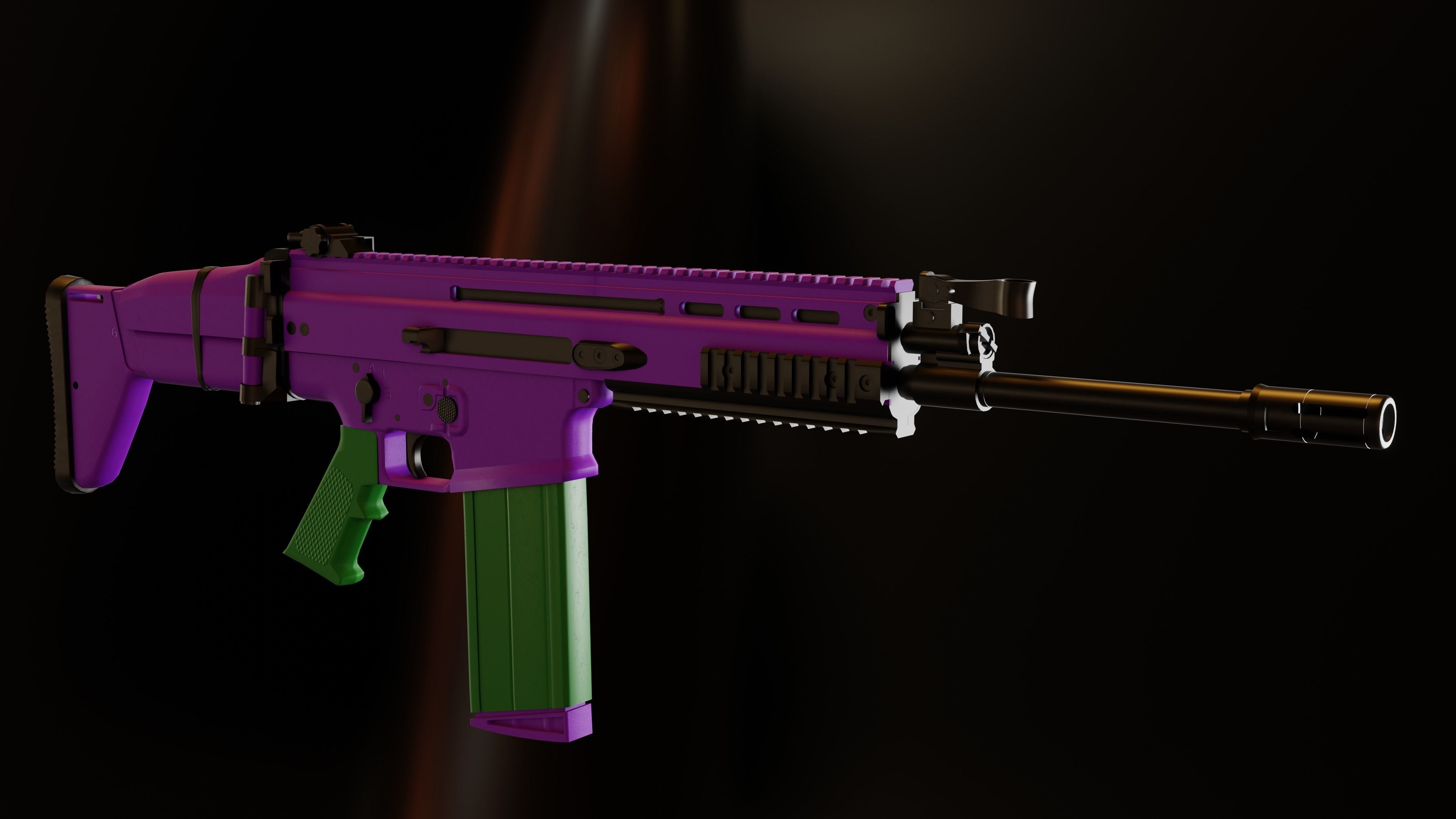 FN SCAR Heavy Mk17 Custom Joker  theme and five type of bullet Low-poly 3D model_8