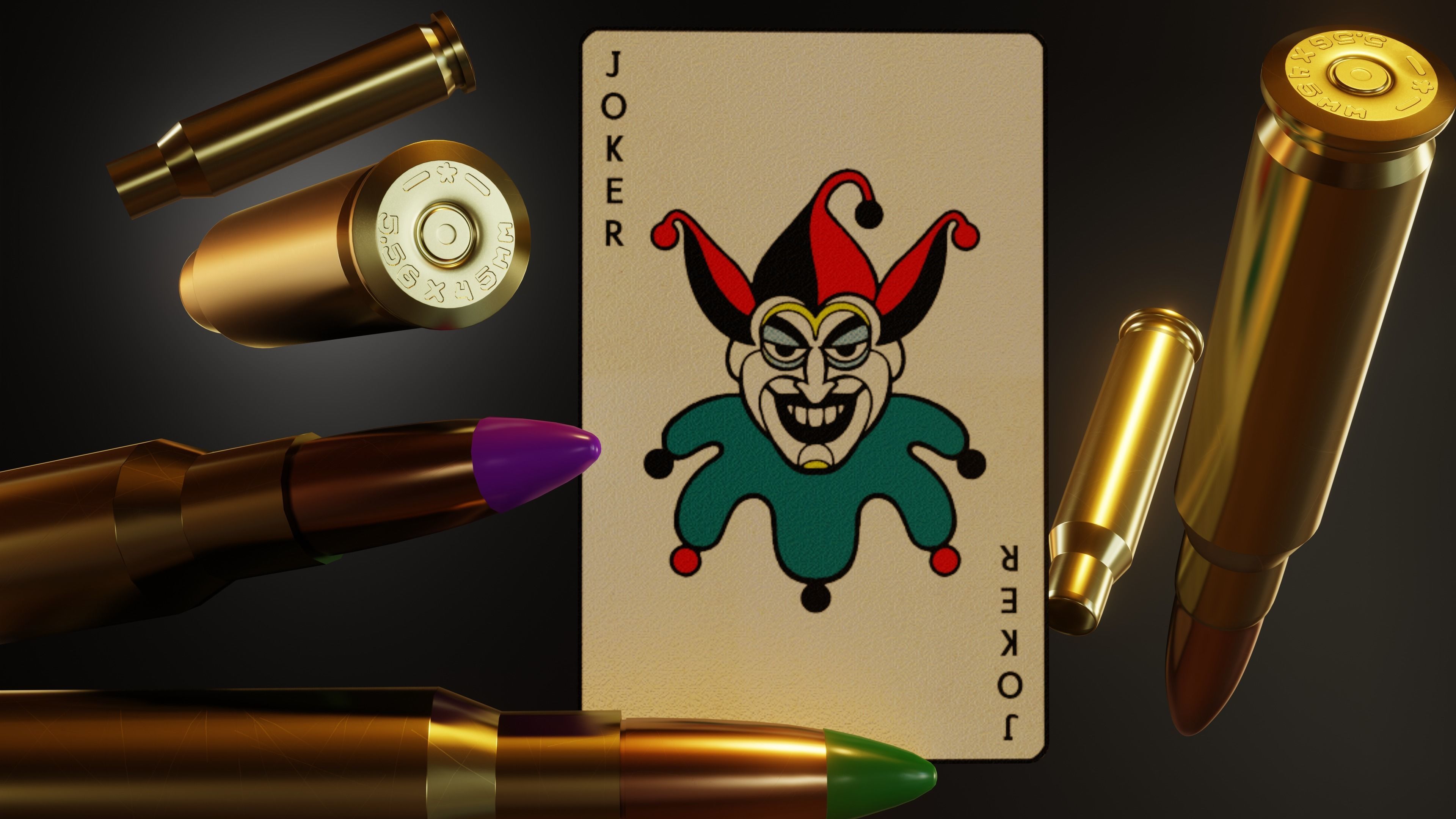 FN SCAR Heavy Mk17 Custom Joker  theme and five type of bullet Low-poly 3D model_7