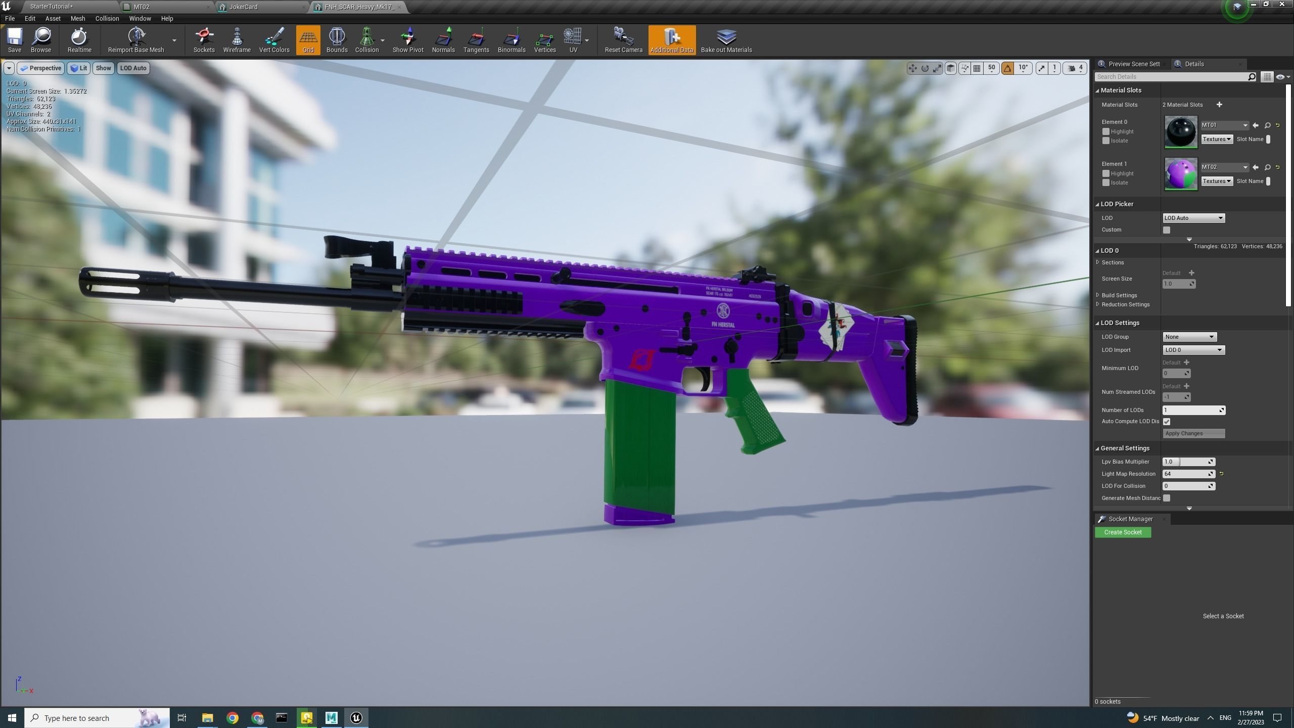 FN SCAR Heavy Mk17 Custom Joker  theme and five type of bullet Low-poly 3D model_12