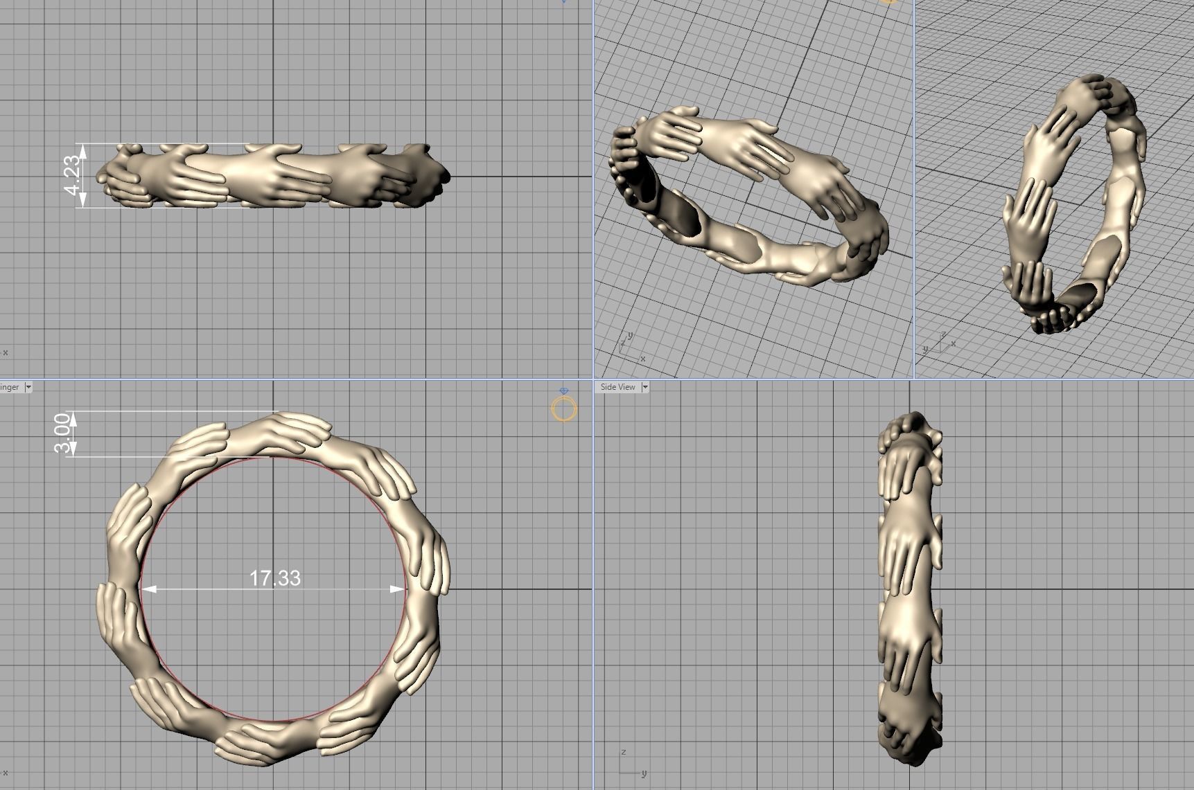 Hands Band Ring Own design Wedding Band 7US size 3D print model_11