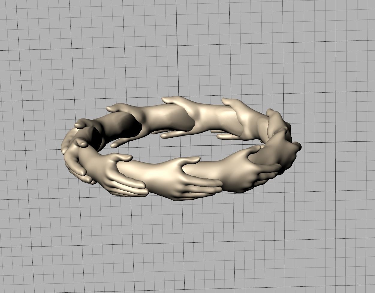 Hands Band Ring Own design Wedding Band 7US size 3D print model_23