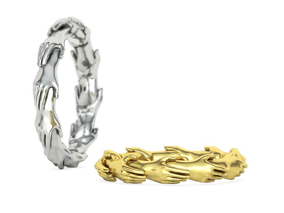 Hands Band Ring Own design Wedding Band 7US size 3D print model_1