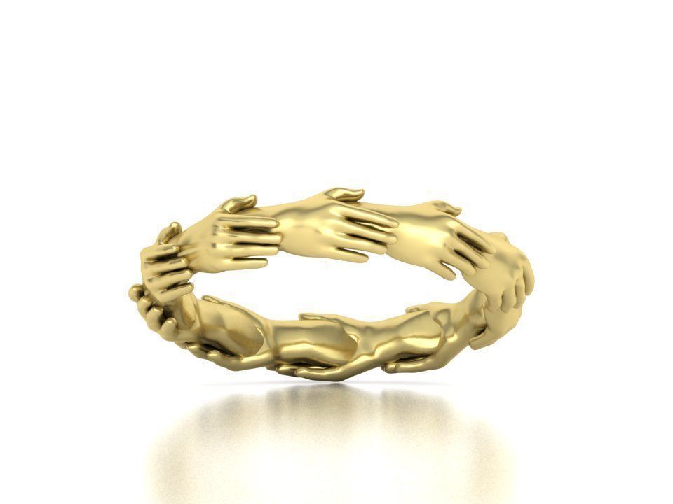 Hands Band Ring Own design Wedding Band 7US size 3D print model_3
