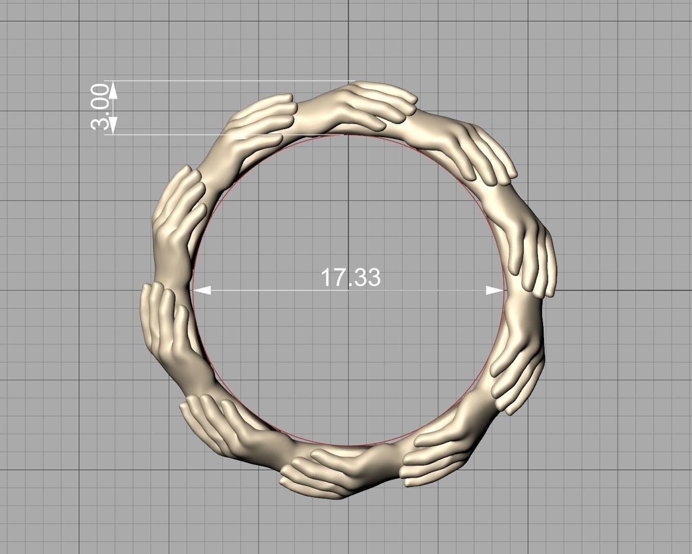 Hands Band Ring Own design Wedding Band 7US size 3D print model_12